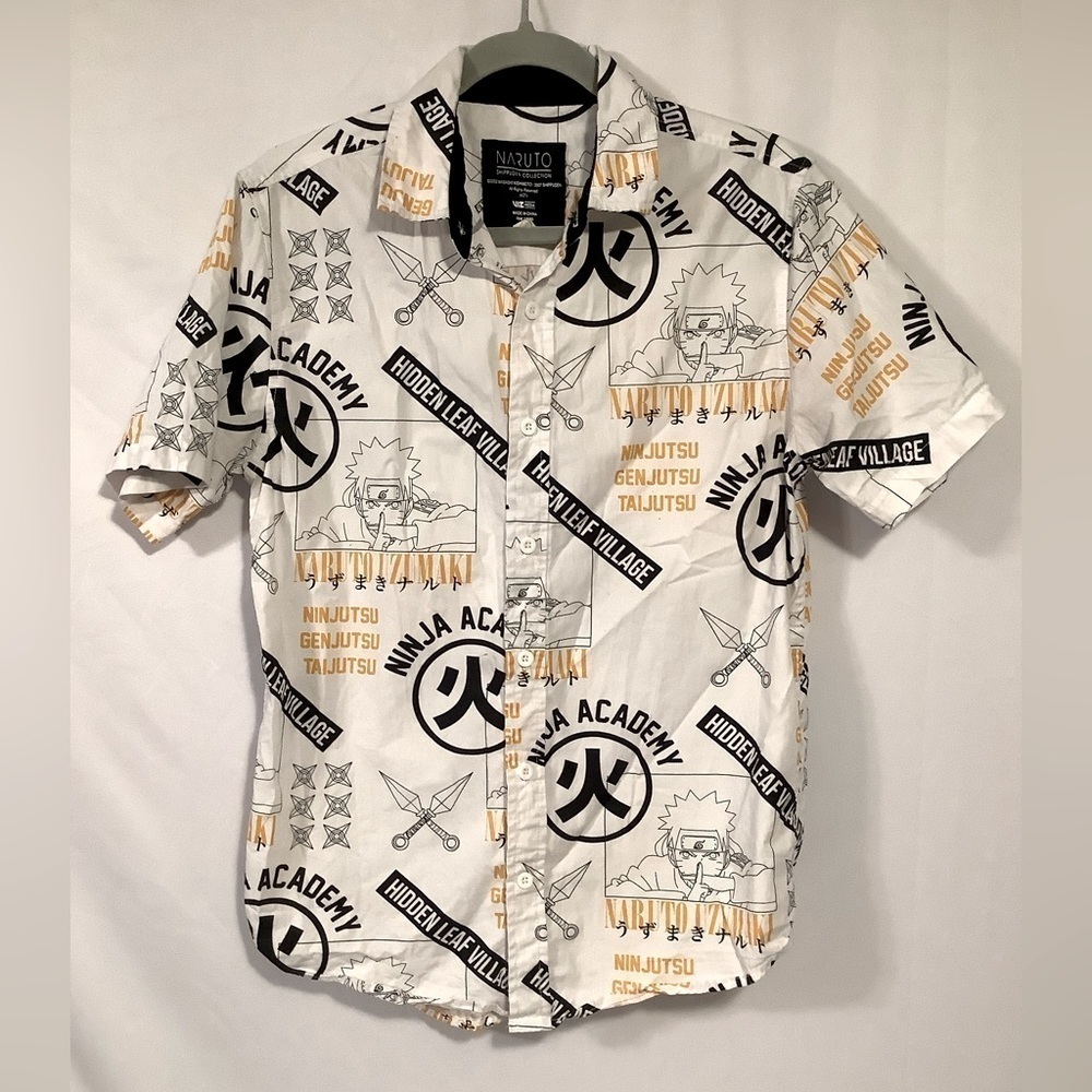 RARE Y2K Naruto Shippuden Collection Allover Print Casual Button Down Shirt